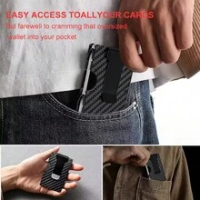 Ví nam mỏng nhẹ tối giản, có ngăn trước chống RFID, chất liệu kim loại nhẹ, ngăn đựng thẻ RFID, ví sợi carbon kèm kẹp tiền. - Một - Xem 6