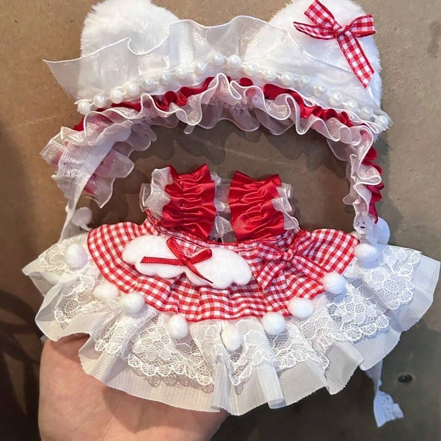 20厘米娃娃服装套装系列，娃娃换装服装，蓝天使公主裙套装，毛绒玩具服装，明星粉丝周边娃娃服装，派对礼物，生日礼物（不含娃娃） - 紅色 - 查看 1
