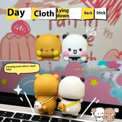 卡通人物可爱熊熊猫贴纸 - 适合装饰手机、平板电脑、电脑屏幕，也是情人节、母亲节、毕业季的礼物之选