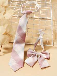 2PCS Women's Fashion Plaid Stripe JK School Style Tie Bow Tie Set Suitable For Dating School Daily Matching,Festival,Travel - Multicolor - View 4