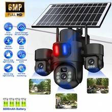 A True Three Lens Solar Powered Security Camera Equipped With Red And Blue Alarm Lights, Supporting 2.4GHz/5.8GHz WiFi, 360 ° Steering, PIR Motion Detection, Full-Color Night Vision, Two-Way Audio, IP66, And Can Be Used In Conjunction With Various - 黑色L3MSXT-BLACK - 查看 11