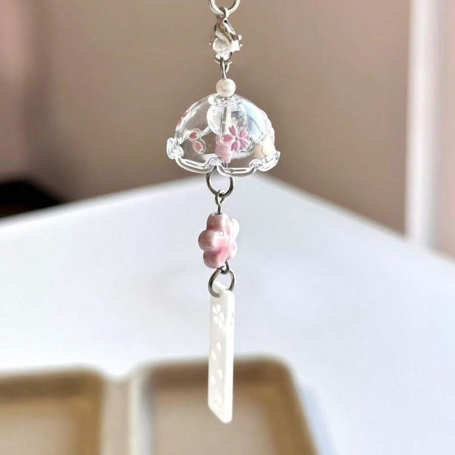 Transparent Jellyfish Phone Charm Star Flower Pendant Girl Style Bell Charm Universal Accessories Suitable For Phone, Bag And Keychain - Baby Pink - View 1
