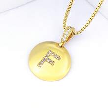 1pc 18k Gold Plated Copper Necklace With White Zirconia & Fish 26 Letter Pendant, Luxury Minimalist Jewelry Gift For Women - Gold - View 26