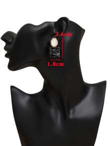 1对几何树脂钻石耳环 - 黑色 - 查看 3