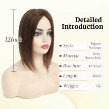 CEXXY Best Virgin Human Hair With Wefted Topper With 5x5 Inch HD Lace Base Topper Natural Black Hair Clips In Hair Extensions Hairpieces For Woman - S4 - Xem 6
