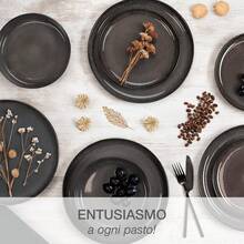 Moritz & Moritz VIDA Dinnerware Set - 18 Pieces - Anthracite Color Set 6 People - 6 Dinner Plates, 6 Deep Plates, 6 Dessert Plates FZEP - Than đá - Xem 7