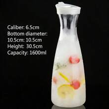 Este jarra de agua de acrílico de alta calidad cuenta con un diseño de tapa abatible y está hecha de material transparente resistente a los golpes. Es resistente al calor y a prueba de fugas, lo que la convierte en ideal para almacenar té helado, limonada, jugos de frutas, café, leche y otras bebidas frías. Es adecuada para su uso en cocinas domésticas, restaurantes, bares y cafeterías. - Multicolor - Ver 8