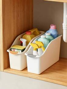 Dual-Color Pull-Out Storage Box, Featuring Curved Design Suitable For Kitchen Cabinet And Cupboard Organization, Made Of Washable And Reusable PP Material, Essential For Home Storage, Ideal Gift For Christmas And Halloween - Multicolor - View 9
