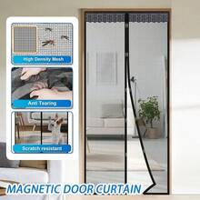 1pc Magnetic Mesh Curtain, Anti-Mosquito Net, Pet Friendly Scratch Resistant, Lace Trim Design, Suitable For Bedroom, Kitchen, Balcony, Etc. - Mesh Lace - View 7