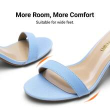 Women Ankle Strap Low Heel Pump Sandals - Open Toe, Chunky Block Heel, Comfortable Pump Shoes With Adjustable Ankle Strap For Casual And Formal Wear, For Party, Wedding, Prom - 淺藍色 - 查看 6