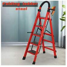 1 Heavy-Duty 3/4/5-Step Portable Folding Ladder, 500 Lbs Weight Capacity, Durable Plastic Folding Ladder With Non-Slip Steps, Lightweight And Portable, Suitable For Both Household And Industrial Use - màu đỏ - Xem 13