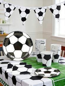 Juego de 24 platos y vasos de papel desechables con tema de fútbol, vasos de papel, decoraciones para fiestas, adecuado para cumpleaños, fiestas, celebraciones de empresa y otros eventos, Navidad - Multicolor - Ver 8