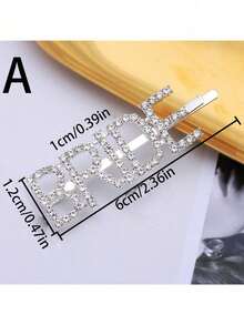 1pc Bridal Crystal Hair Clip, Shiny Bride Hair Accessory, Wedding Party Decorative Hairpin, Suitable For Bridal Shower, Wedding, Bachelorette Party Decor And Gifts - Multicolor - View 3