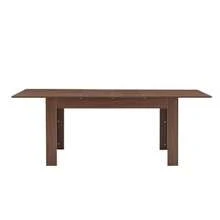 Retractable Rectangular Dining Table, Modern Retractable Kitchen Dining Table With Two Teardrop-Shaped Extension Plates, Walnut Finish, Space Saving, Ideal For Small To Large Families, Can Be Used In The Dining Room And Living Room. - Brown - View 9