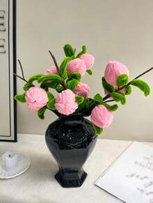 1 pieza Elegante rama de flor de durazno artificial, tallo floral fresco, sin mantenimiento, adecuado para decoración de mesa de boda, decoración de florero para el hogar - Rosa - Ver 3