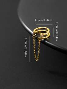 1pc Elegant Gold-Tone Copper Alloy Clip-On Earring, Versatile For Women's Daily, Festival And Party Wear - Gold - View 5