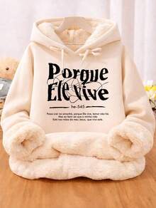 Moletom Feminino com Forro de Pelúcia Estampa ELE VIVE | Super Quente Inverno Importado - Off white - Visão 1
