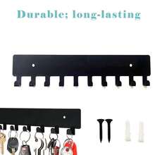 Black Wall-Mounted Key Holder With 10 Hooks, Suitable For Entryway Key Storage Rack - Black - View 3