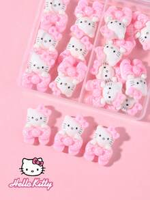 16件組 Sanrio Hello Kitty 貓咪與蝴蝶結波點美甲裝飾，迷你水鑽平面貼片 DIY 美甲飾品 - 彩色 - 查看 2