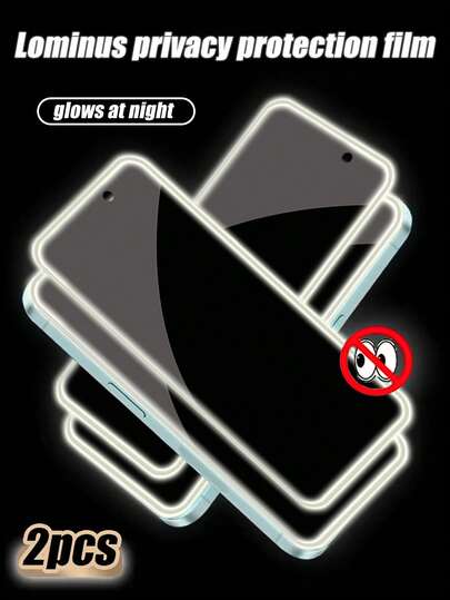 2 Packs - White Glow-In-The-Dark Privacy Screen Protector, Compatible With IPhone 17 Pro Max/17 Pro/17 Air/17/16 Pro Max/16 Pro/16 Plus/16/15 Pro Max/15 Pro/15 Plus/15/14/13/12 Models.