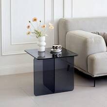 Tempered Gray Bent Glass SideTable, Transparent End Table, Sofa Table - Grey - View 5