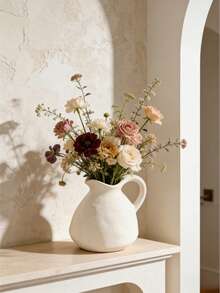 A Simple White Resin Vase Is A Perfect Complement To Any Home Decor, A Vintage Rustic Style Resin Planter With Beautiful Texture, A Large Vintage Resin Vase With Handle Suitable For Table Decor Or Gardening, Room Decoration, Handicrafts, Resin Sculptures, Decorative Vases, Gardening, Tabletop Accents, Coffee Shops, Bookshelves, Gifts - A - View 7