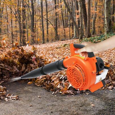SHIOUCY 25.4cc Orange Black Handheld Gas Leaf Blower, 223.1ft/S Air Speed Air Cooling Handheld Cordless Gasoline Leaf Blower For Lawn Snow Debris Cleaning Outdoor