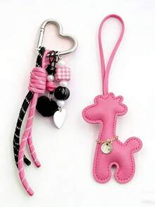 This Fashionable Faux Leather Accessory "Journey" Series Deer-Shaped Pendant, With A Heart-Shaped Keychain Design, Can Be Used As A Cute And Exquisite Bag Decoration, As Well As A Fashionable And Creative Keychain Decoration. It Perfectly Matches Women's Daily Outfits, And Is An Ideal Gift For Girlfriends, Family, And Friends. Bag Charm - Wallet Charm - Bag Pendant - Keychain Charm - Phone Charm - Multicolor - View 6