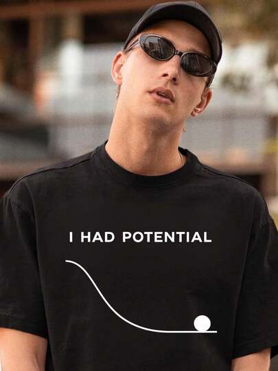 Dr Grace's I Had Potential Shirt - Project Hail Mary Tshirt Camiseta informal de moda con estampado creativo para hombre, de manga corta y cuello redondo, para primavera y verano T-Shirt Men Streetwear Graphic Tee,Estilo urbano, retro, vintage, básico moderno,Tejido transpirable y suave