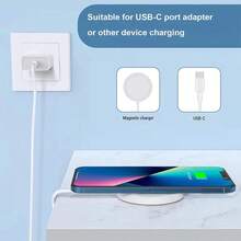 1个15W USB-C磁吸充电器，快速高效充电适配器，兼容 17 Pro Max/17 Pro/17 Air/17/16/15/14/13/12/11/XS/XR/8/7/6系列，磁吸充电线，即插即用 - 白色 - 查看 6