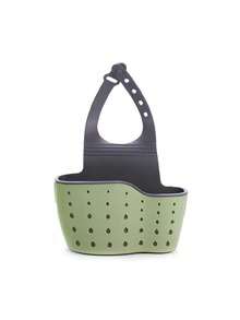 1 pieza Cesta de almacenamiento de cocina de doble capa, estante colgante ajustable para el fregadero, cesta de drenaje de silicona para grifos, estantería de baño sin taladro, caja de almacenamiento con sistema de drenaje rápido, adecuada para guardar esponjas, jabón, paños, cepillos y otros accesorios de cocina/Accesorios de cocina/Accesorios de baño/Cocina/Almacenamiento - Multicolor - Ver 14