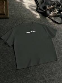INFLATION Men's New Fashion Hiphop Letter Print T-Shirt - Dark Grey - View 2