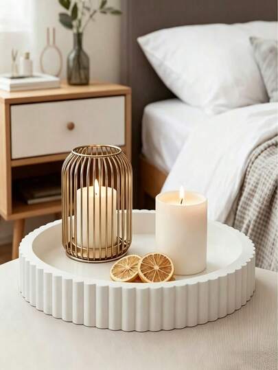Bộ 2 khay tròn màu trắng họa tiết lượn sóng, khay trang trí tối giản hiện đại mùa hè, đĩa tròn đa năng viền lượn sóng, vật trang trí bàn cà phê sang trọng, khay đựng trái cây và đồ ăn nhẹ chống thấm nước và chống trượt, vật trang trí bàn làm việc cao cấp, giá đỡ đa năng cho phòng khách, phòng ăn, nhà bếp và phòng tắm.