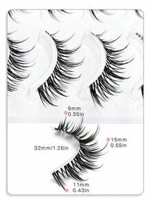 5 Cặp mi giả kiểu Manga Eye Doll, mi giả anime, mi giả mềm mại tự nhiên, mi nối mỏng nhẹ, mi giả kiểu truyện tranh, băng dính trong suốt, mi giả tự nhiên có thể tái sử dụng, trang điểm hàng ngày - màu đen - Xem 2