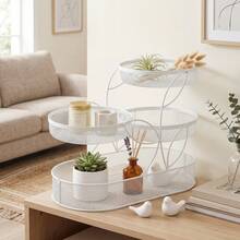1Pc Multi-Tier Metal Countertop Organizer, Sturdy Multi-Use Rack, Vanity/Bathroom/Bathroom Counter, Black/Whit - 黑色 - 查看 5