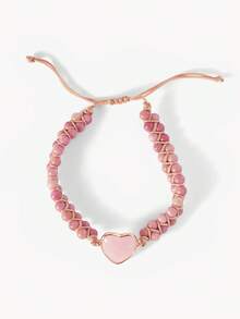 Opalesca 1pc Bohemian Style Natural Amethyst Love Bracelet, Adjustable Double Layer Wrap Around Design - Style 3 - View 5