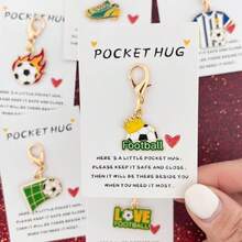 12pcs/6sets Football Themed Keychains, Includes Pocket Hug Cards, Fans Decorations, Volunteer Gifts, Suitable For Football Lovers, Father's Day Gifts, The Big Cup The Global Finals 2026 - Green - View 2