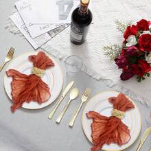 2/4/6/8/12个装黄麻绳蝴蝶结餐巾环，手工制作的乡村风亚麻餐巾环，适用于婚礼、派对、生日、餐桌、圣诞节、感恩节、家居和户外用餐装饰、新娘送礼会、农舍风格情人节 - 彩色 - 查看 9