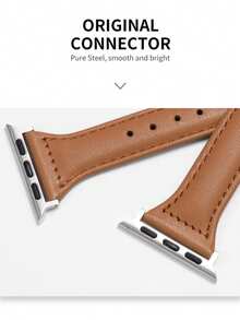 1 Peça Elegante Banda de Relógio de Couro Genuíno de Cor Sólida Compatível com Apple Watch 38mm 40mm 41mm 42mm 44mm 45mm 46mm 49mm, Pulseira Vintage, Pulseira de Relógio Inteligente de Reposição, Acessório de Pulseira de Relógio Casual e Formal Compatível com Apple Watch Ultra 11 10 9 8 7 SE3 6 5 4 3 2 1, Pulseira de Relógio Inteligente da Moda para Apple Watch - Para - Visão 5