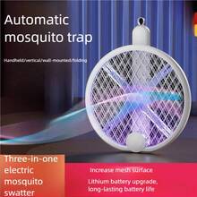 Matamoscas eléctrico plegable 3 en 1 mejorado, con luz UV, trampa de insectos, recargable por USB, 300mAh, para dormitorio, camping, viajes - Blanco - Ver 10