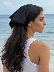 1pc/3pcs Bohemian Solid Color Triangle Scarf Headband, Photo Shooting & Sun Protection Hair Wrap Beach Accessories Women Bandana Summer Outfits Summer Beach Hair Bands - Multicolor - View 9