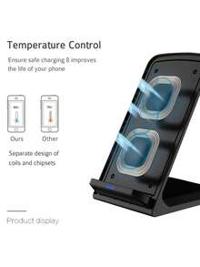 15W快速充电基础支架，可折叠支架，二合一无线充电器，兼容支持Qi无线充电的智能手机，兼容 8/X/11/12/13/14/15/16/17系列，情人节礼物 - 黑色 - 查看 9