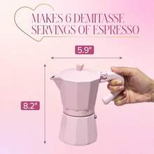 Paris  - Cafetera de café y café de estilo italiano y cubano con perilla de corazón icónica perfecta para un rico café expreso aromático hace hasta 6 tazas de espresso rosa - Rosado - Ver 3