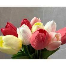 Bó hoa tulip giả kiểu INS 10/20 bông, trang trí phòng khách, bàn làm việc, đạo cụ chụp ảnh dã ngoại. - Nhiều màu - Xem 8