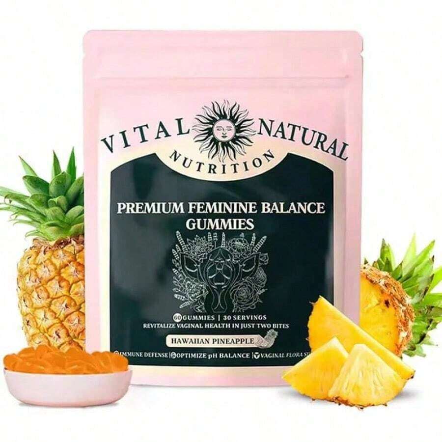 Premium Feminine Balance Gummies For Women| Probiotic & Vaginal PH Balance| Immune & Healthy Odor Support| Hawaiian Pineapple Flavor| Vegan, Gluten-Free| 60 Count, 30 Servings - 1 - 查看 1