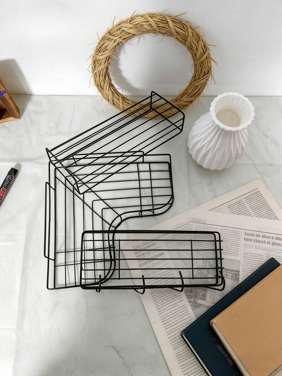 1 pieza Estantería de baño triangular sin esquinas, estante de almacenamiento de pared montado en la esquina - Multicolor - Ver 1