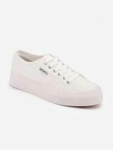 Basic Black Sneakers Women's Casual Spring/Autumn Shoes - White - View 5