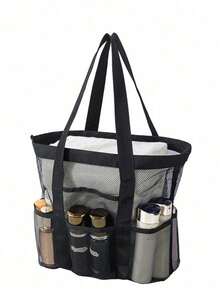 Mesh Beach Bag - Anti-Sand Swimming Pool Tote Bag, Extra Large Capacity Family Foldable Lightweight Swimming Pool Cruise Essential, With Zipper, Suitable For Commuting, Outdoor, Travel, Camping, Vacation, School, Dormitory - Multicolor - View 6