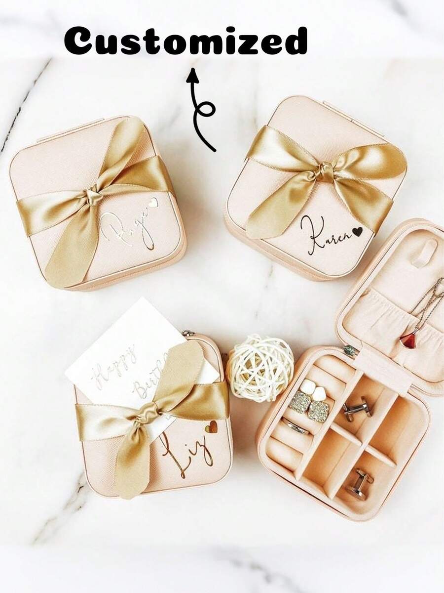 Caja de joyería personalizada para damas de honor, caja de joyería personalizada, estuche de viaje para joyas, caja de joyas de viaje con nombre, propuesta de dama de honor, regalo de boda - Multicolor - Ver 1