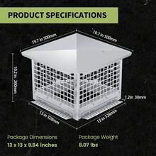 Tapa de chimenea ajustable, protector contra chispas de malla de acero inoxidable 304, adaptable a tubos de 11"-13", resistente a la intemperie y fácil de instalar, color plata - 8*8 pies - Ver 7